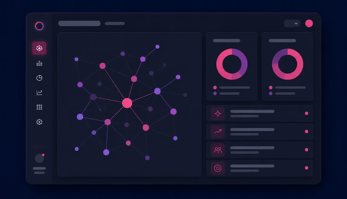 Example IlluminX insights view showing a network map of connected patterns and summary metrics