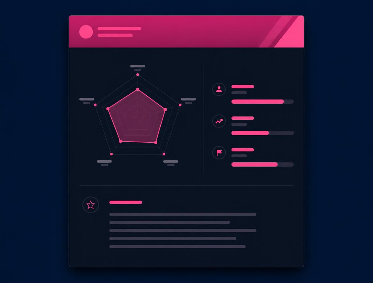 Example IlluminX snapshot report showing a profile chart, dimension scores and summary prompts